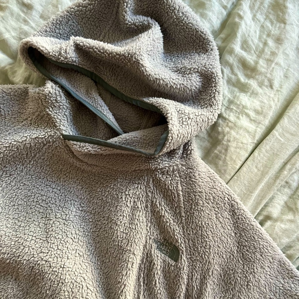 The North Face Fleece Sherpa Hoodie Zip Pockets Women’s Large in Light Green - Picture 1 of 4